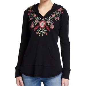 Johnny Was Embroidered Hooded Thermal Hoodie Pullover Jacket Size L